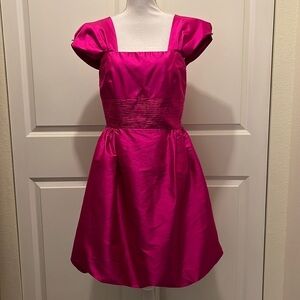 Sara Campbell Hot Pink Bubble Hem Dress w/Crystal Shoulder Accent - Barbiecore